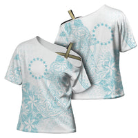 Turquoise Kuki Airani Tapakau Cross Shoulder Shirt Tribal Anchor Mix Tiare