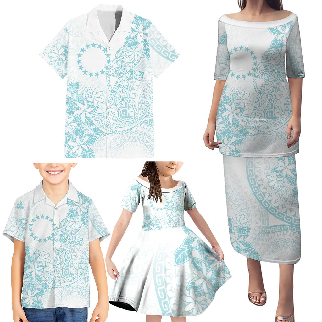 Turquoise Kuki Airani Tapakau Family Matching Puletasi and Hawaiian Shirt Tribal Anchor Mix Tiare LT7 - Polynesian Pride