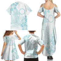Turquoise Kuki Airani Tapakau Family Matching Summer Maxi Dress and Hawaiian Shirt Tribal Anchor Mix Tiare LT7 - Polynesian Pride