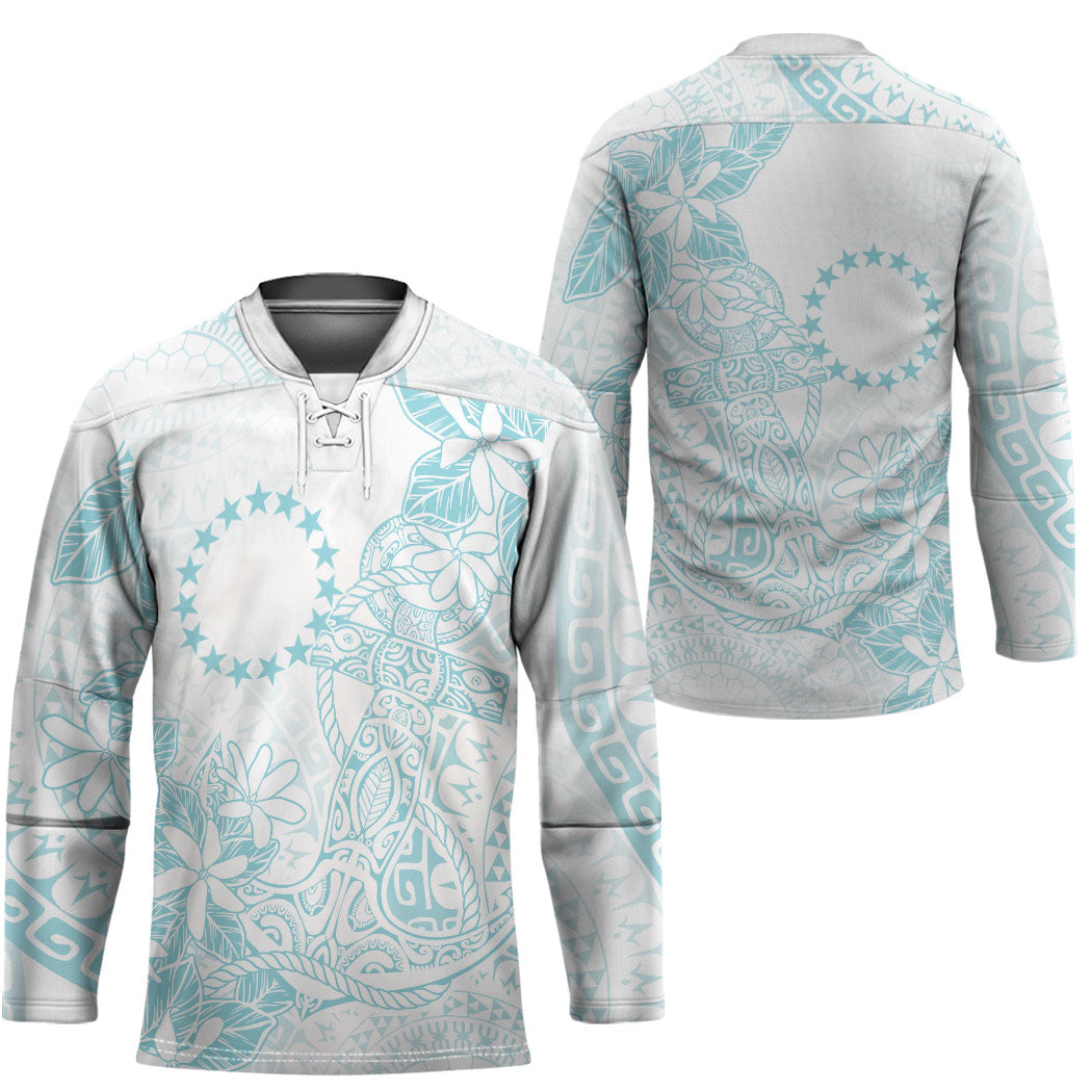 Turquoise Kuki Airani Tapakau Hockey Jersey Tribal Anchor Mix Tiare