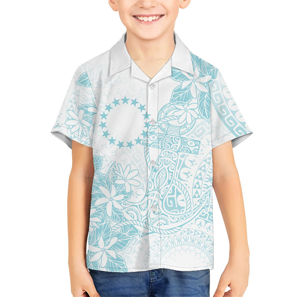 Turquoise Kuki Airani Tapakau Kid Hawaiian Shirt Tribal Anchor Mix Tiare