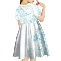 Turquoise Kuki Airani Tapakau Kid Short Sleeve Dress Tribal Anchor Mix Tiare