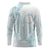Turquoise Kuki Airani Tapakau Long Sleeve Polo Shirt Tribal Anchor Mix Tiare