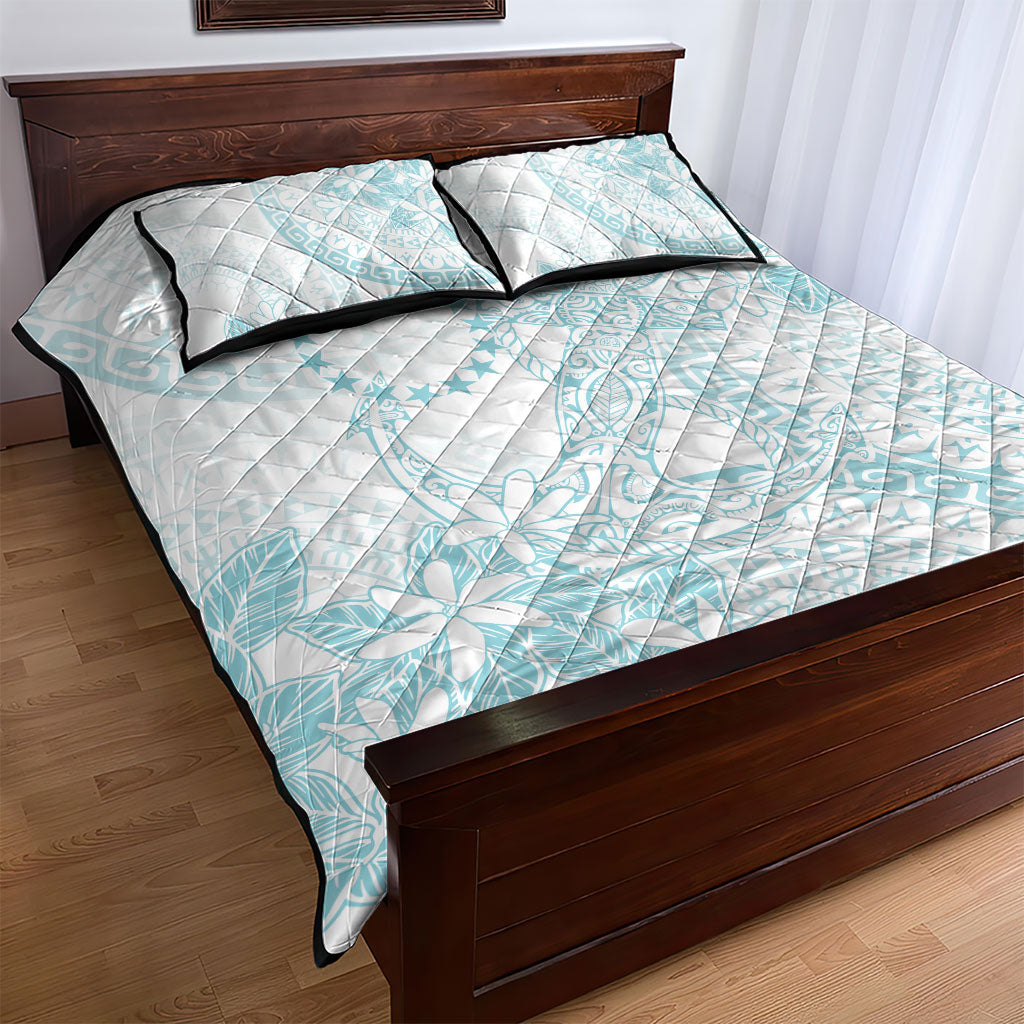 Turquoise Kuki Airani Tapakau Quilt Bed Set Tribal Anchor Mix Tiare
