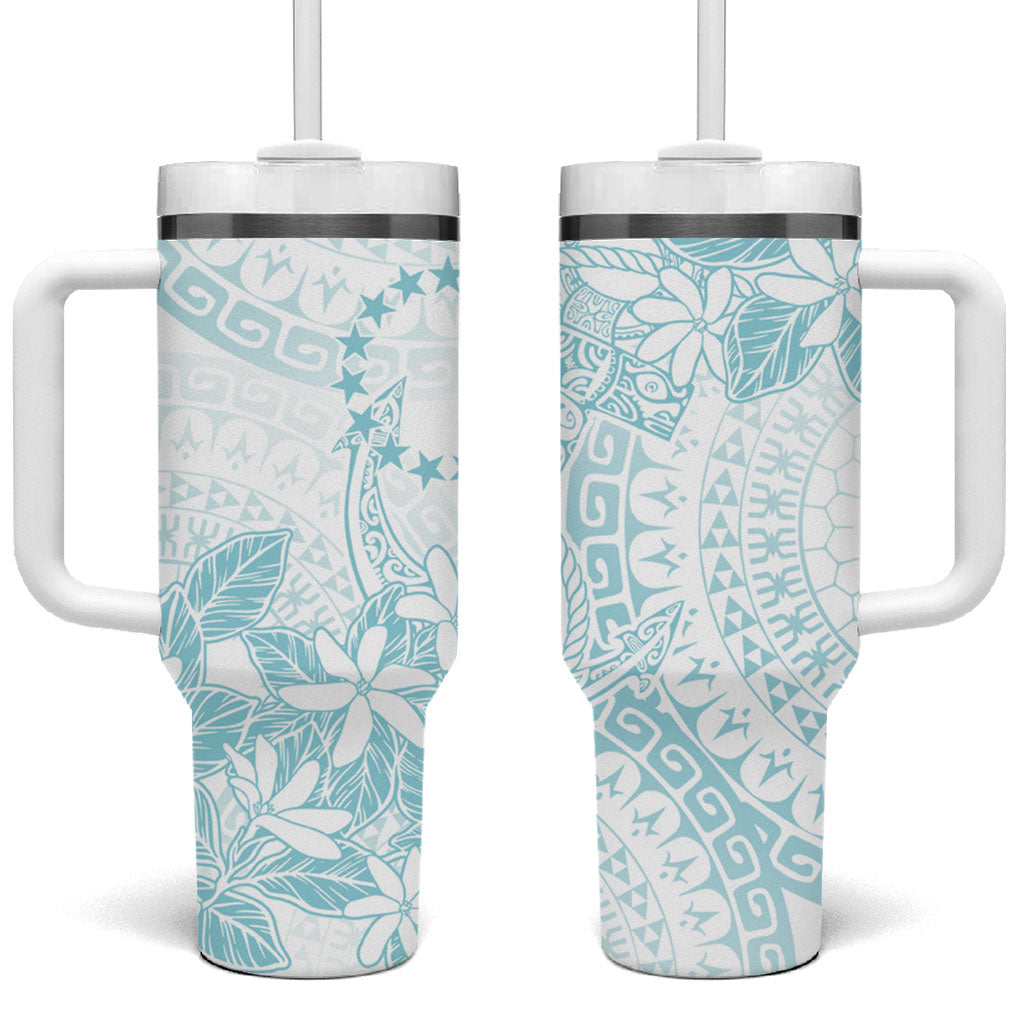 Turquoise Kuki Airani Tapakau Tumbler With Handle Tribal Anchor Mix Tiare