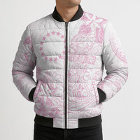 Candy Pink Kuki Airani Tapakau Bomber Puffer Jacket Tribal Anchor Mix Tiare