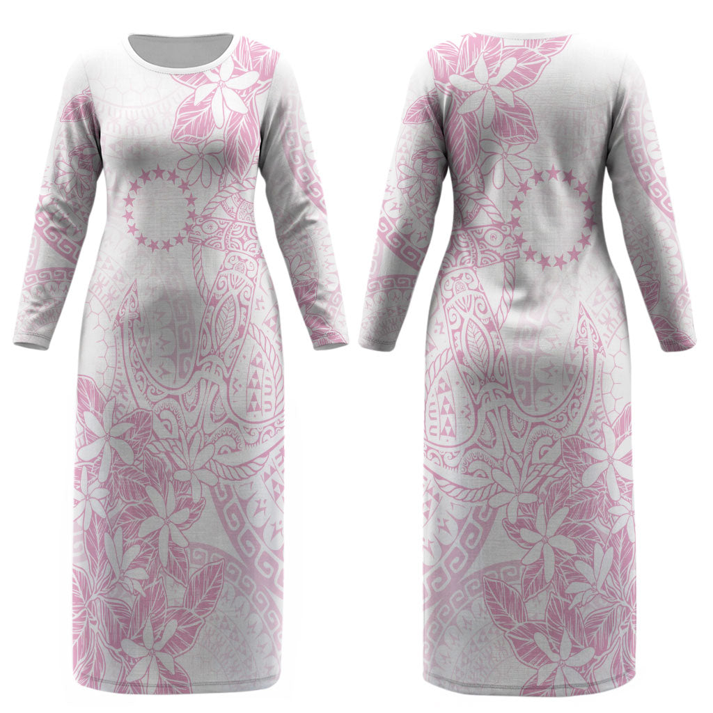 Candy Pink Kuki Airani Tapakau Couples Matching Long Sleeve Bodycon Dress and Hawaiian Shirt Tribal Anchor Mix Tiare LT7 - Polynesian Pride