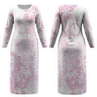 Candy Pink Kuki Airani Tapakau Couples Matching Long Sleeve Bodycon Dress and Hawaiian Shirt Tribal Anchor Mix Tiare LT7 - Polynesian Pride