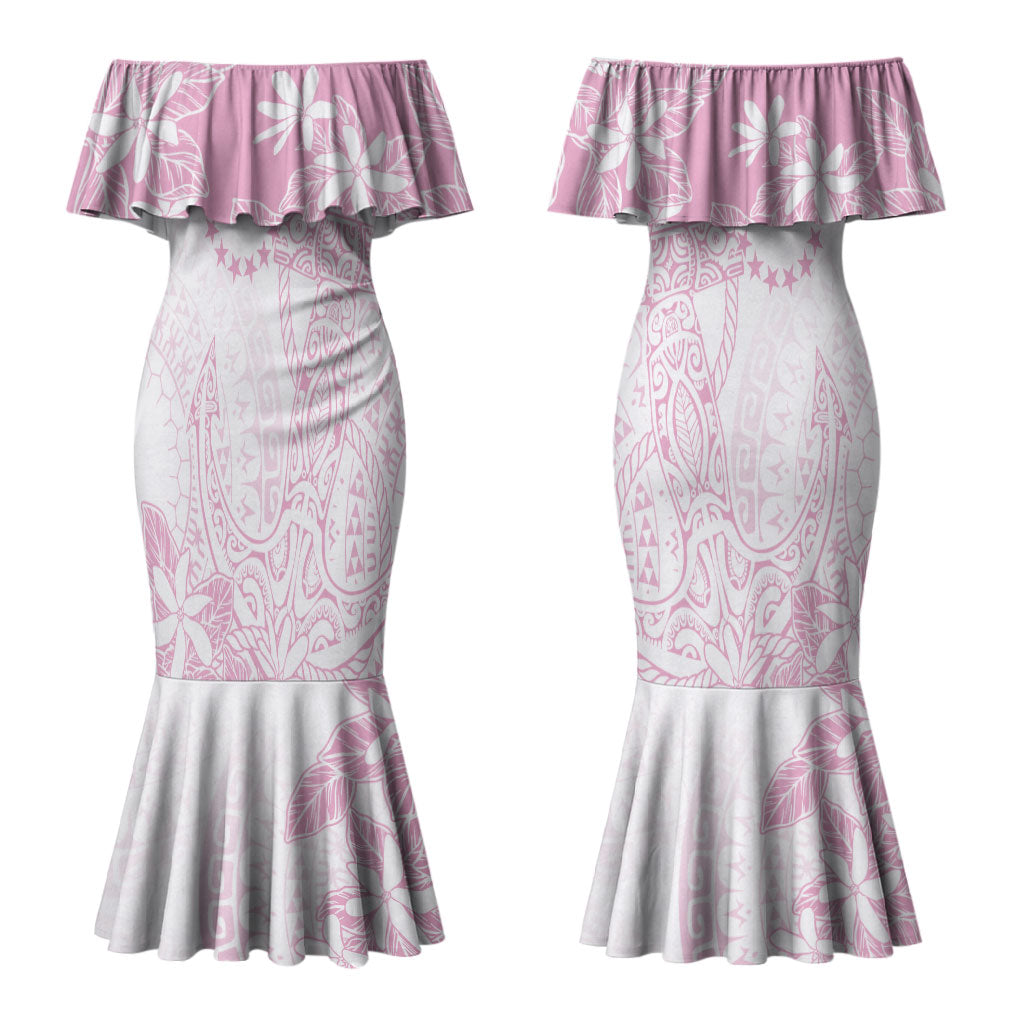 Candy Pink Kuki Airani Tapakau Couples Matching Mermaid Dress and Hawaiian Shirt Tribal Anchor Mix Tiare LT7 - Polynesian Pride