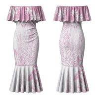 Candy Pink Kuki Airani Tapakau Couples Matching Mermaid Dress and Hawaiian Shirt Tribal Anchor Mix Tiare LT7 - Polynesian Pride