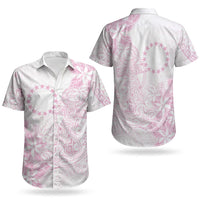 Candy Pink Kuki Airani Tapakau Couples Matching Off Shoulder Short Dress and Hawaiian Shirt Tribal Anchor Mix Tiare LT7 - Polynesian Pride
