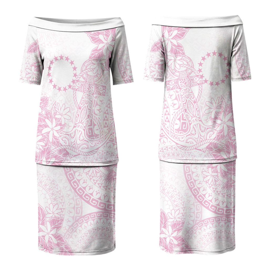 Candy Pink Kuki Airani Tapakau Couples Matching Puletasi and Long Sleeve Button Shirt Tribal Anchor Mix Tiare LT7 - Polynesian Pride