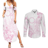 Candy Pink Kuki Airani Tapakau Couples Matching Summer Maxi Dress and Long Sleeve Button Shirt Tribal Anchor Mix Tiare LT7 Candy Pink - Polynesian Pride