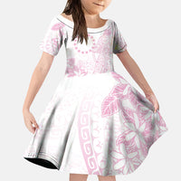 Candy Pink Kuki Airani Tapakau Family Matching Off Shoulder Short Dress and Hawaiian Shirt Tribal Anchor Mix Tiare LT7 Daughter's Dress Candy Pink - Polynesian Pride