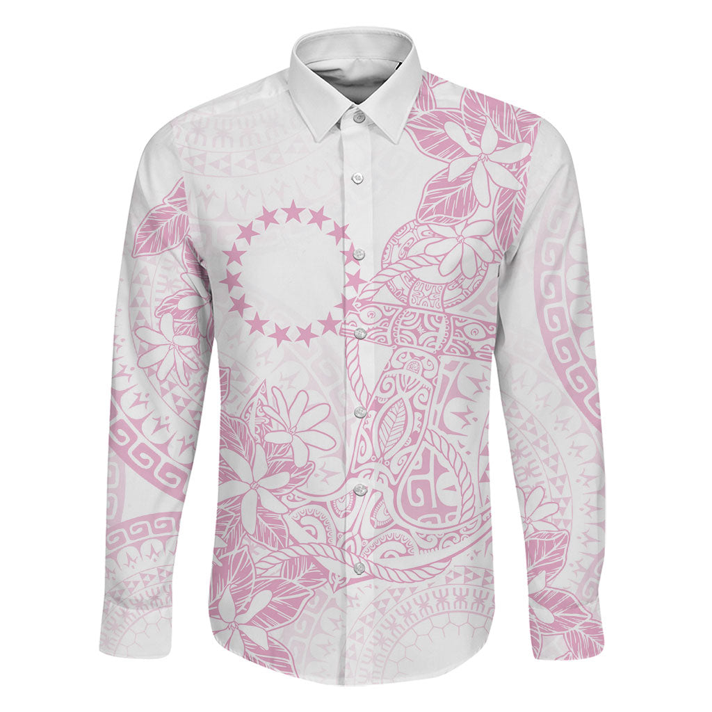 Candy Pink Kuki Airani Tapakau Family Matching Puletasi and Hawaiian Shirt Tribal Anchor Mix Tiare LT7 Dad's Shirt - Long Sleeve Candy Pink - Polynesian Pride