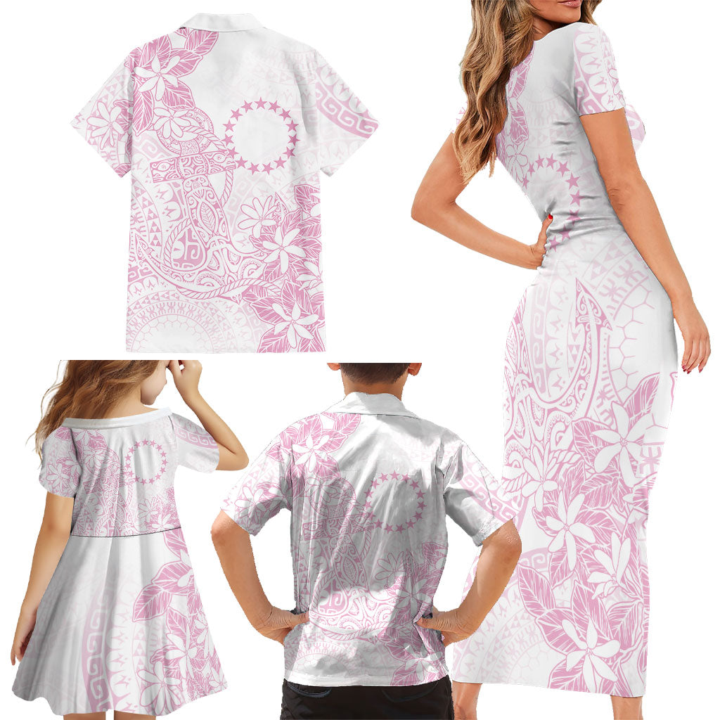 Candy Pink Kuki Airani Tapakau Family Matching Short Sleeve Bodycon Dress and Hawaiian Shirt Tribal Anchor Mix Tiare LT7 - Polynesian Pride