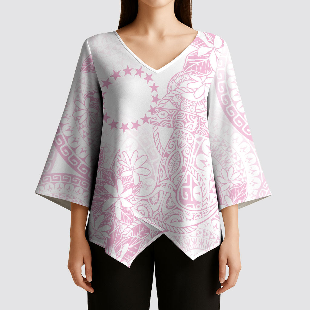 Candy Pink Kuki Airani Tapakau Kimono Sleeve Blouse Tribal Anchor Mix Tiare
