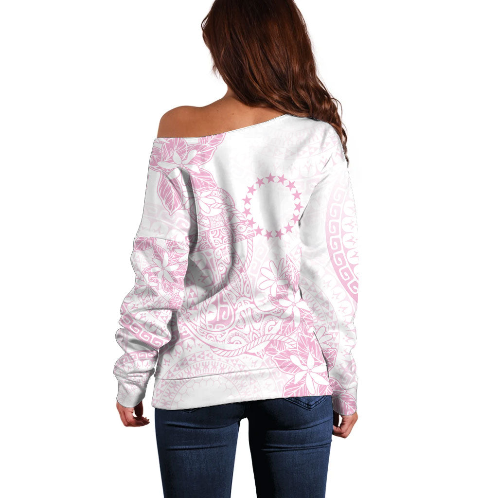 Candy Pink Kuki Airani Tapakau Off Shoulder Sweater Tribal Anchor Mix Tiare