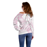 Candy Pink Kuki Airani Tapakau Off Shoulder Sweater Tribal Anchor Mix Tiare
