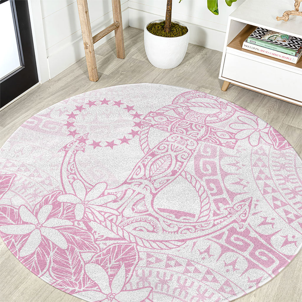 Candy Pink Kuki Airani Tapakau Round Carpet Tribal Anchor Mix Tiare