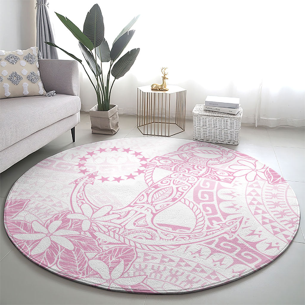 Candy Pink Kuki Airani Tapakau Round Carpet Tribal Anchor Mix Tiare