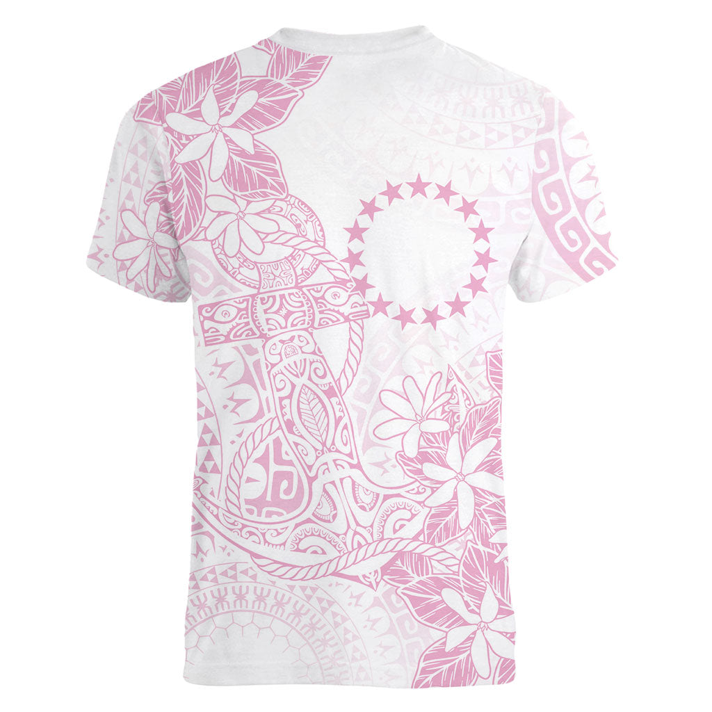 Candy Pink Kuki Airani Tapakau Women V-Neck T-Shirt Tribal Anchor Mix Tiare LT7 - Polynesian Pride