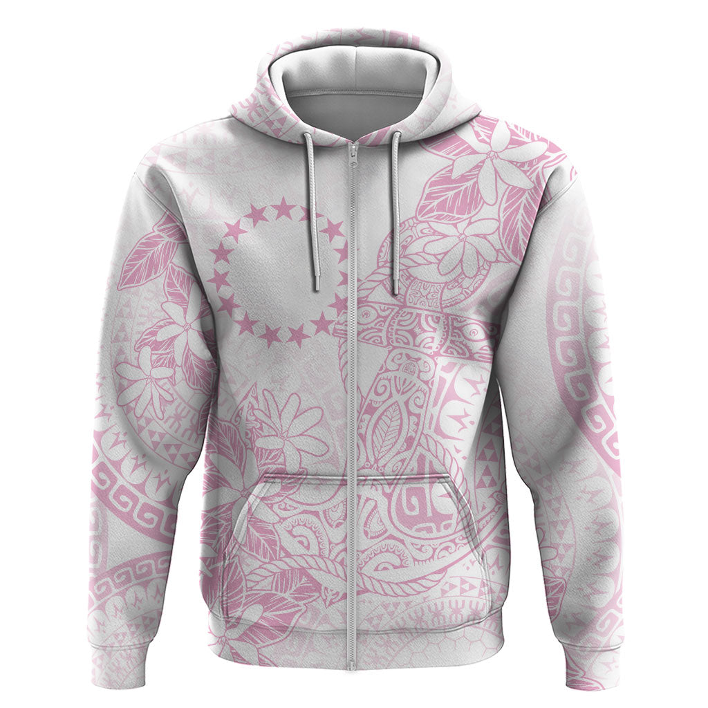 Candy Pink Kuki Airani Tapakau Zip Hoodie Tribal Anchor Mix Tiare