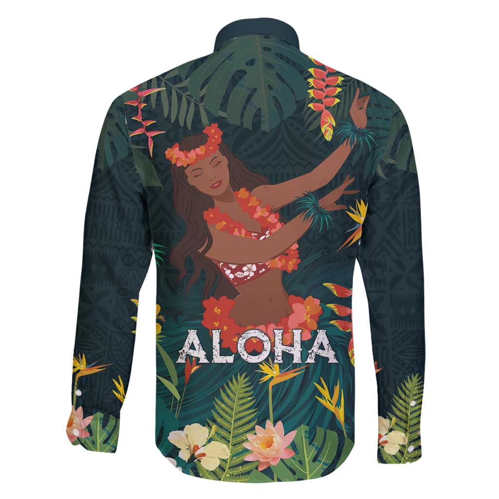 Hawaii Hula Girl Vintage Family Matching Mermaid Dress and Hawaiian Shirt Tropical Forest