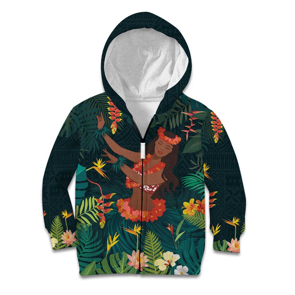 Hawaii Hula Girl Vintage Kid Hoodie Tropical Forest
