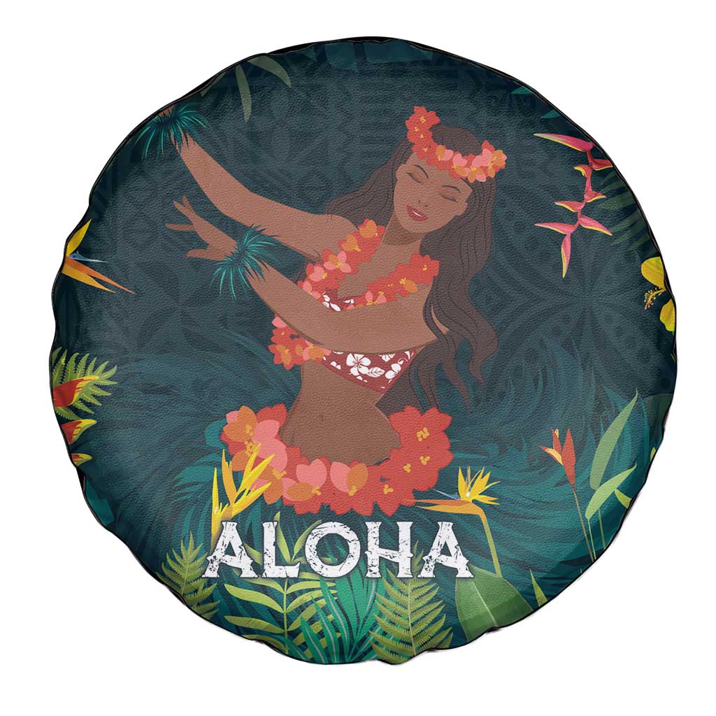 Hawaii Hula Girl Vintage Spare Tire Cover Tropical Forest