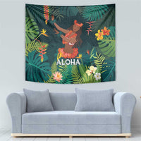 Hawaii Hula Girl Vintage Tapestry Tropical Forest