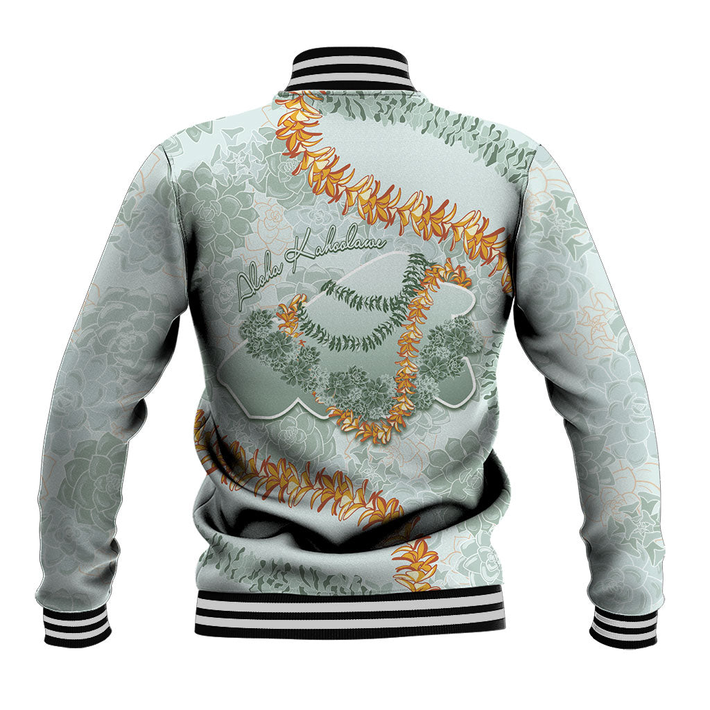 Hawaii Kaho'olawe Island Flowers Lei Baseball Jacket Silver Hinahina Kū Kahakai