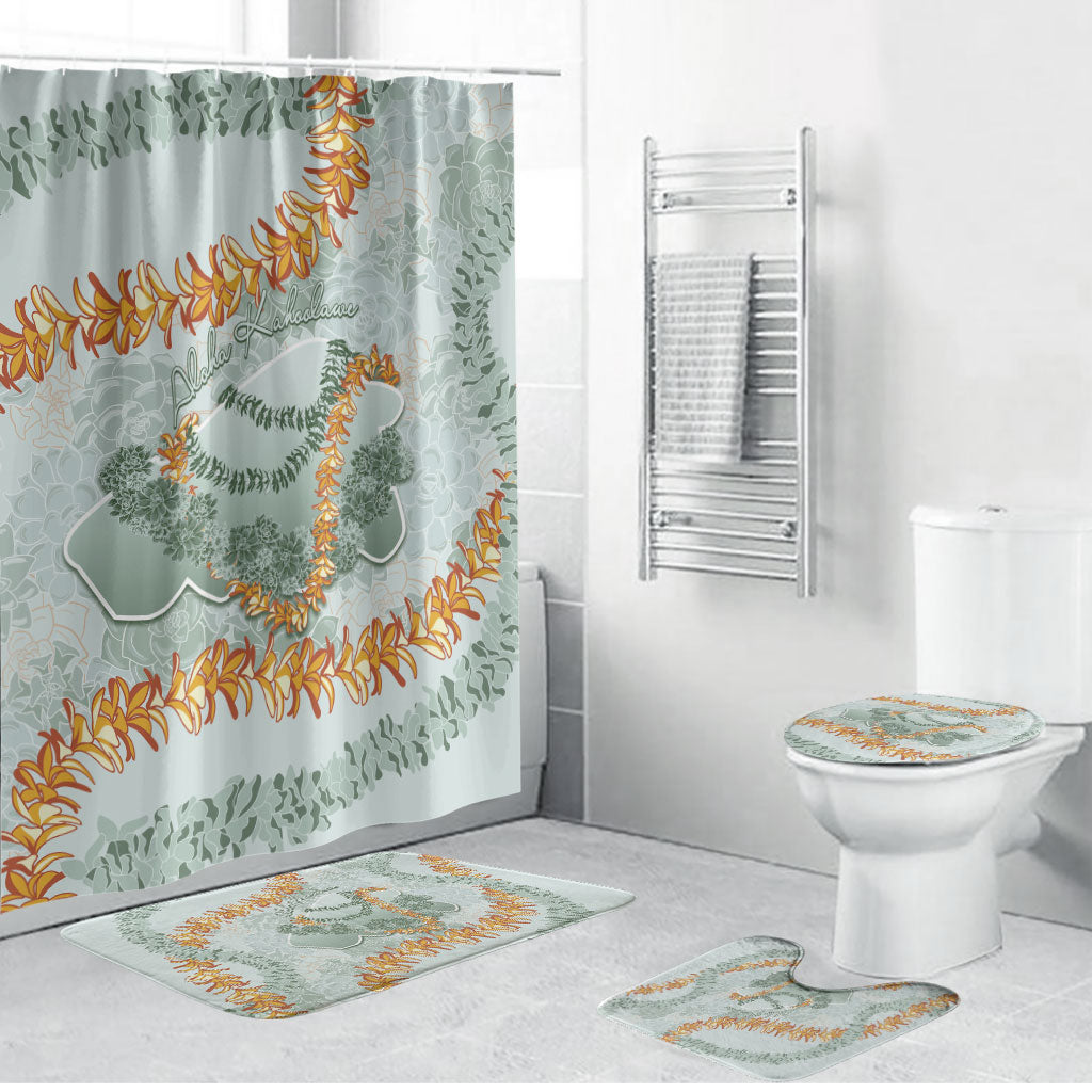 Hawaii Kaho'olawe Island Flowers Lei Bathroom Set Silver Hinahina Kū Kahakai