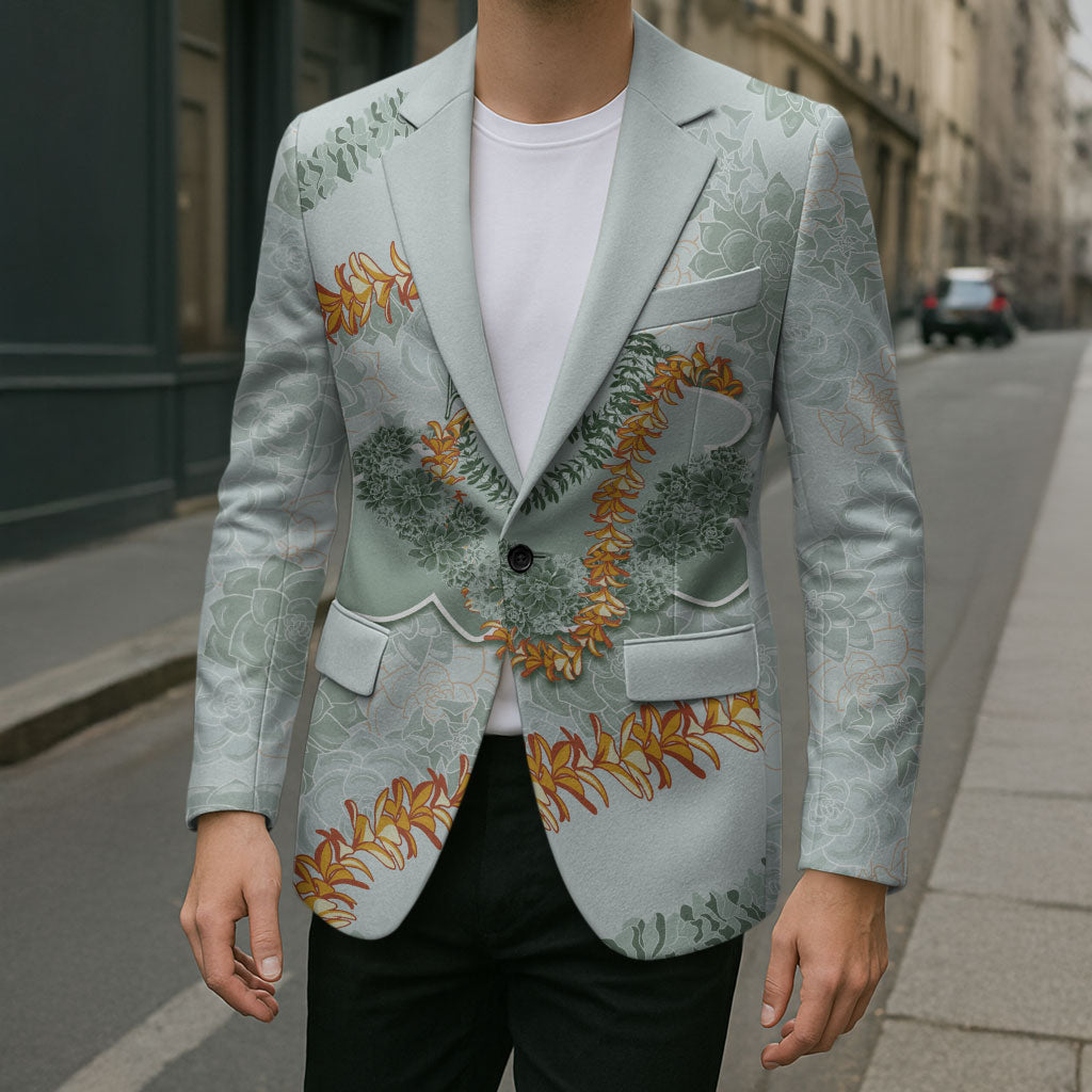 Hawaii Kaho'olawe Island Flowers Lei Blazer Silver Hinahina Kū Kahakai