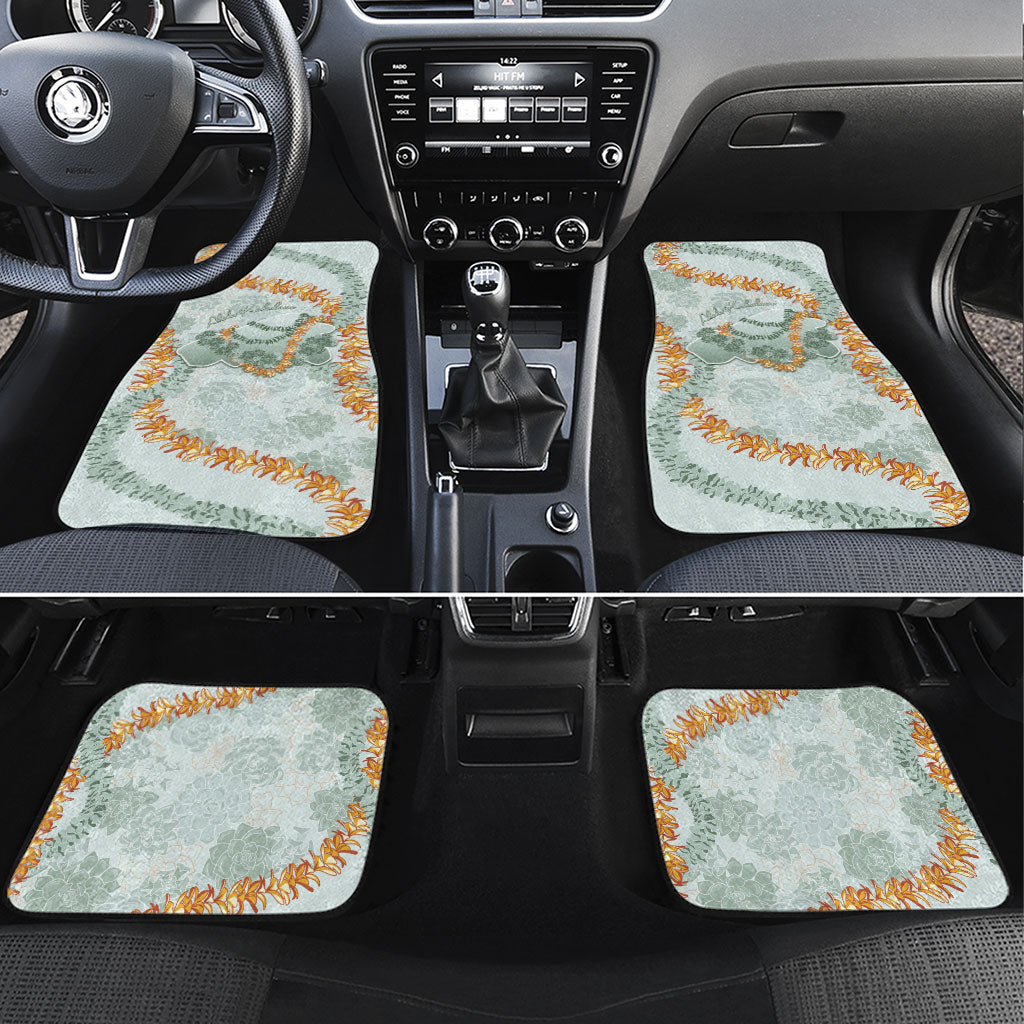 Hawaii Kaho'olawe Island Flowers Lei Car Mats Silver Hinahina Kū Kahakai LT7 Set 4pcs Silver - Polynesian Pride