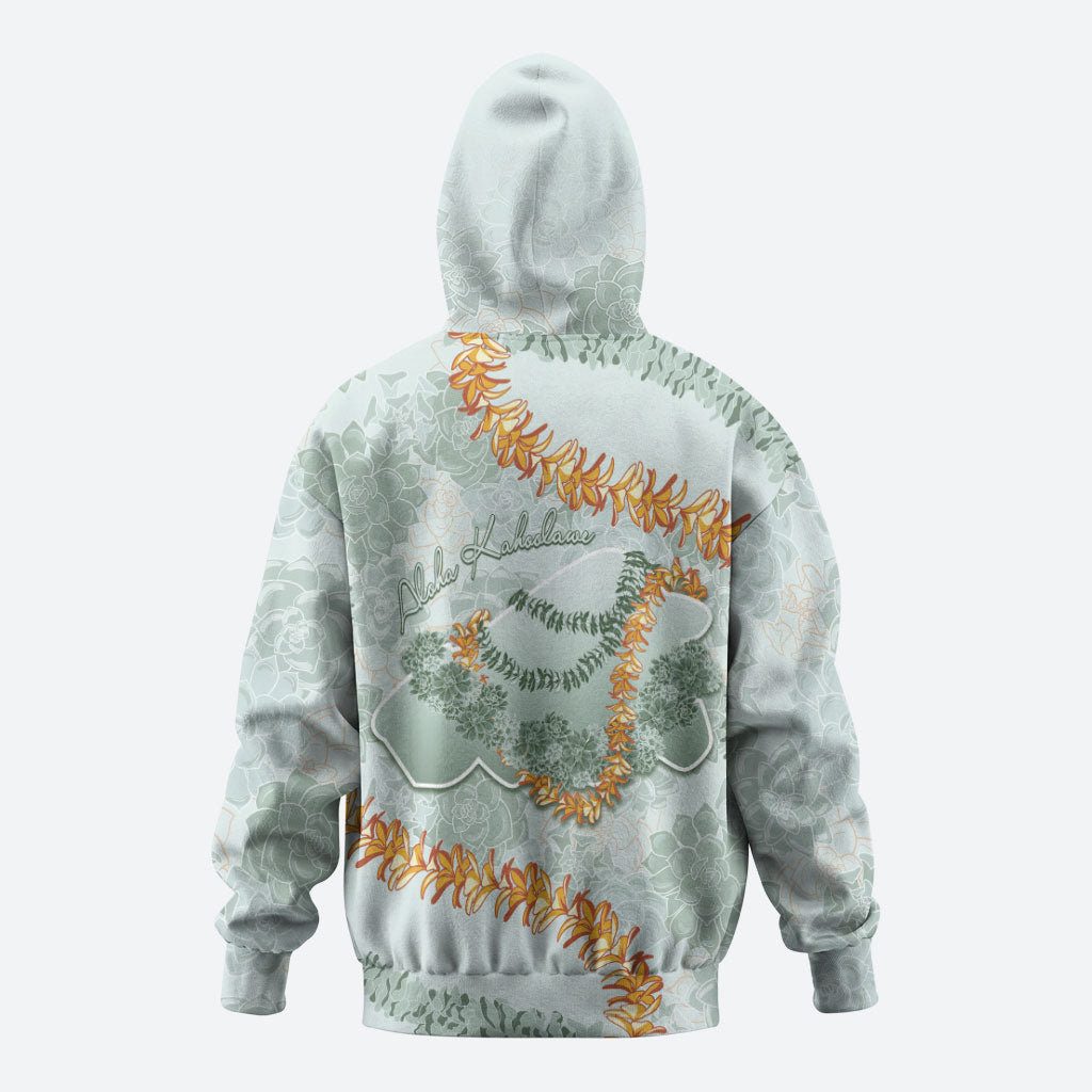 Hawaii Kaho'olawe Island Flowers Lei Hoodie Silver Hinahina Kū Kahakai
