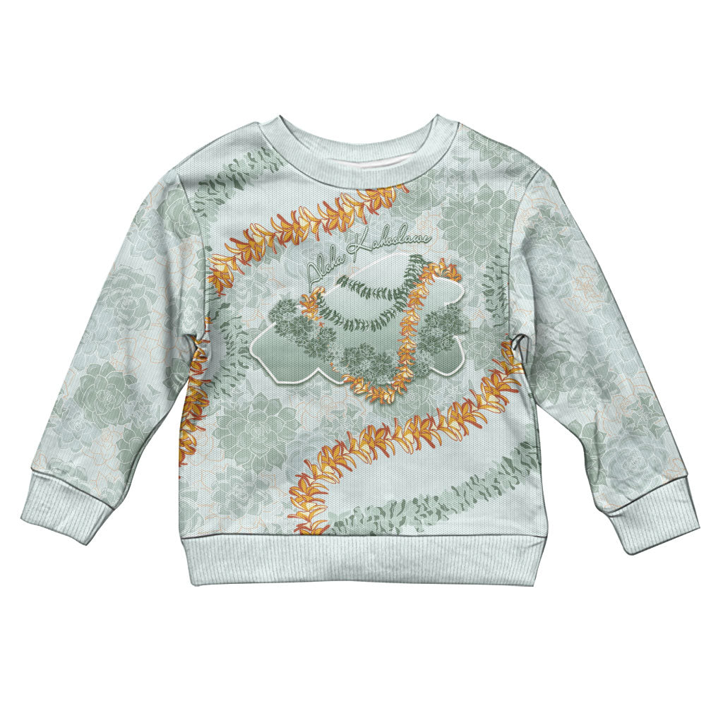 Hawaii Kaho'olawe Island Flowers Lei Kid Ugly Christmas Sweater Silver Hinahina Kū Kahakai LT7 Kid Silver - Polynesian Pride