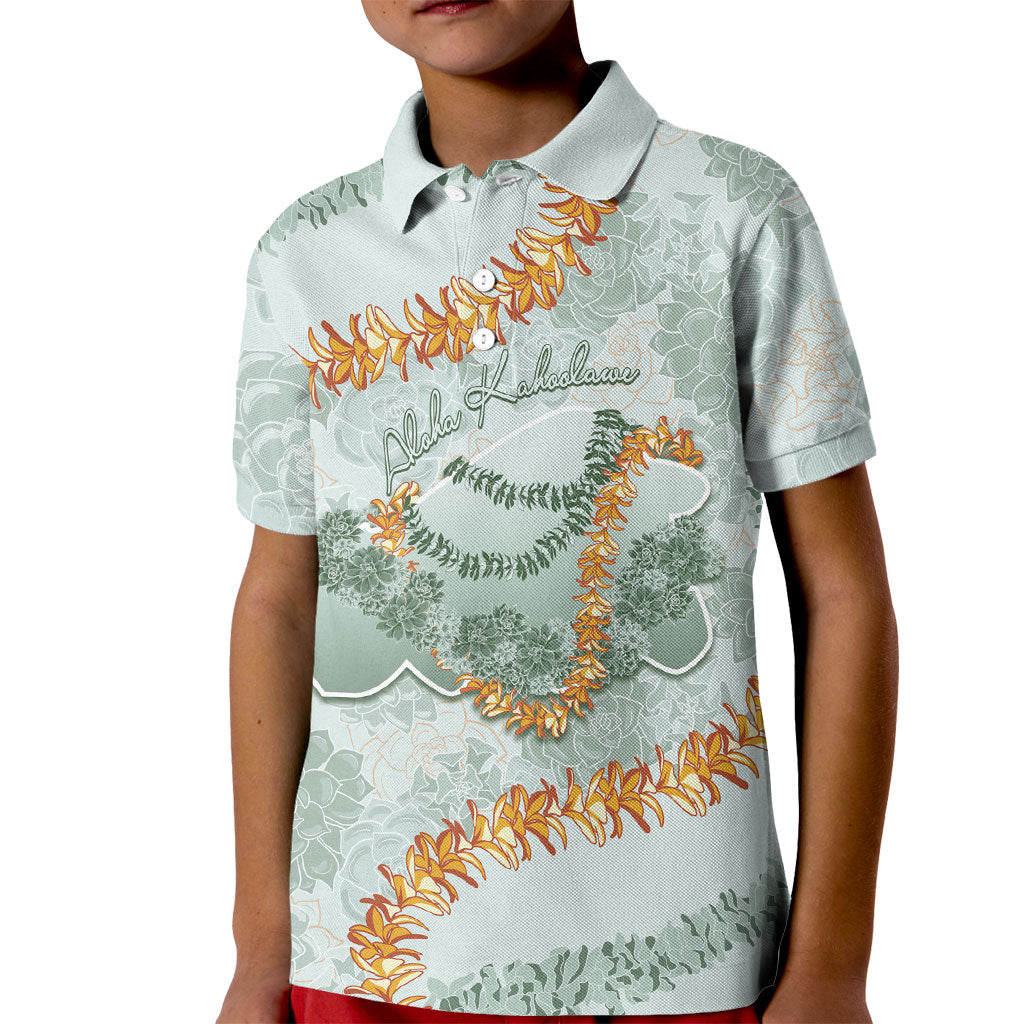 Hawaii Kaho'olawe Island Flowers Lei Kid Polo Shirt Silver Hinahina Kū Kahakai