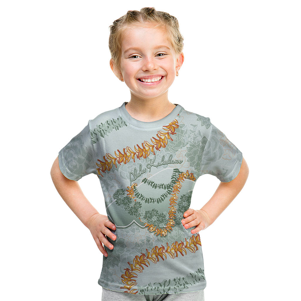 Hawaii Kaho'olawe Island Flowers Lei Kid T Shirt Silver Hinahina Kū Kahakai