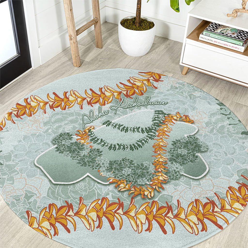 Hawaii Kaho'olawe Island Flowers Lei Round Carpet Silver Hinahina Kū Kahakai LT7 Silver - Polynesian Pride