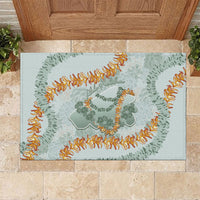 Hawaii Kaho'olawe Island Flowers Lei Rubber Doormat Silver Hinahina Kū Kahakai