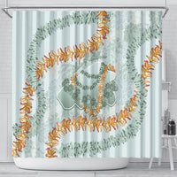 Hawaii Kaho'olawe Island Flowers Lei Shower Curtain Silver Hinahina Kū Kahakai