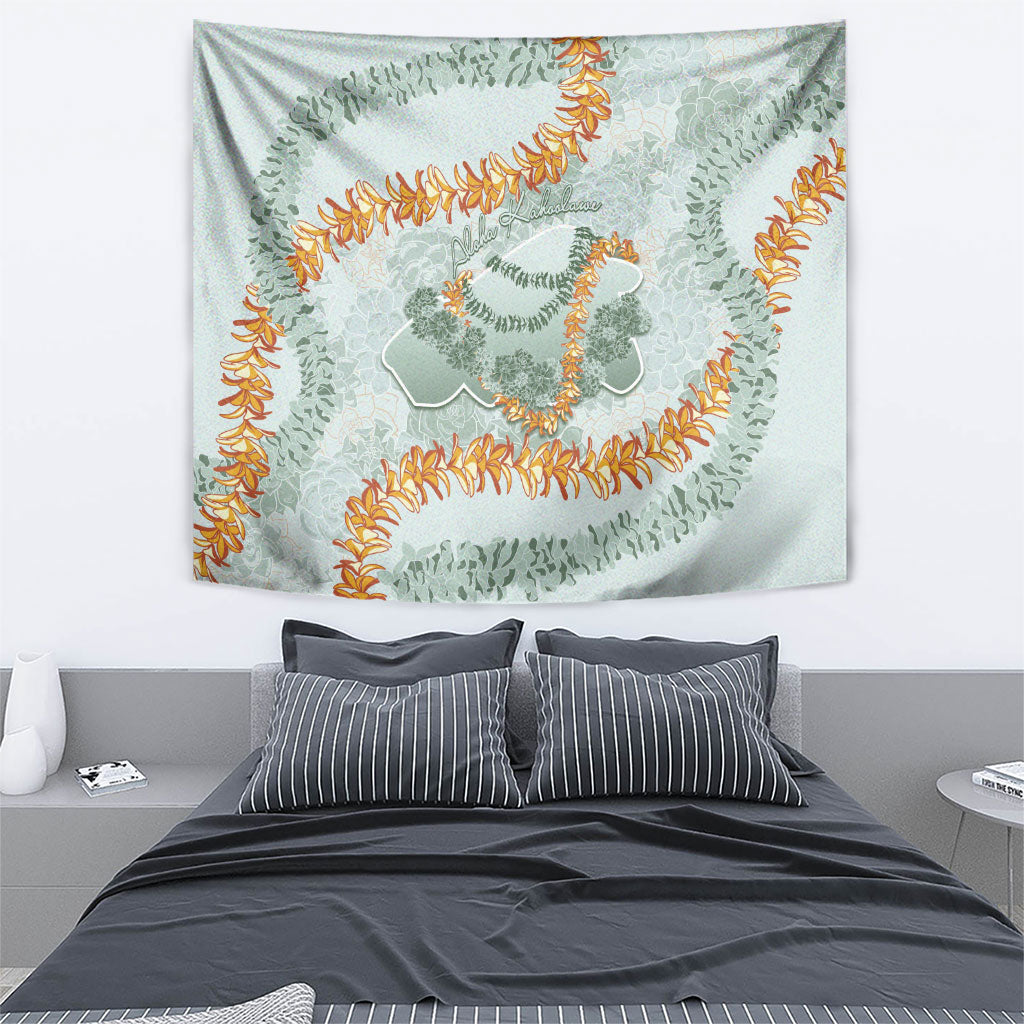 Hawaii Kaho'olawe Island Flowers Lei Tapestry Silver Hinahina Kū Kahakai