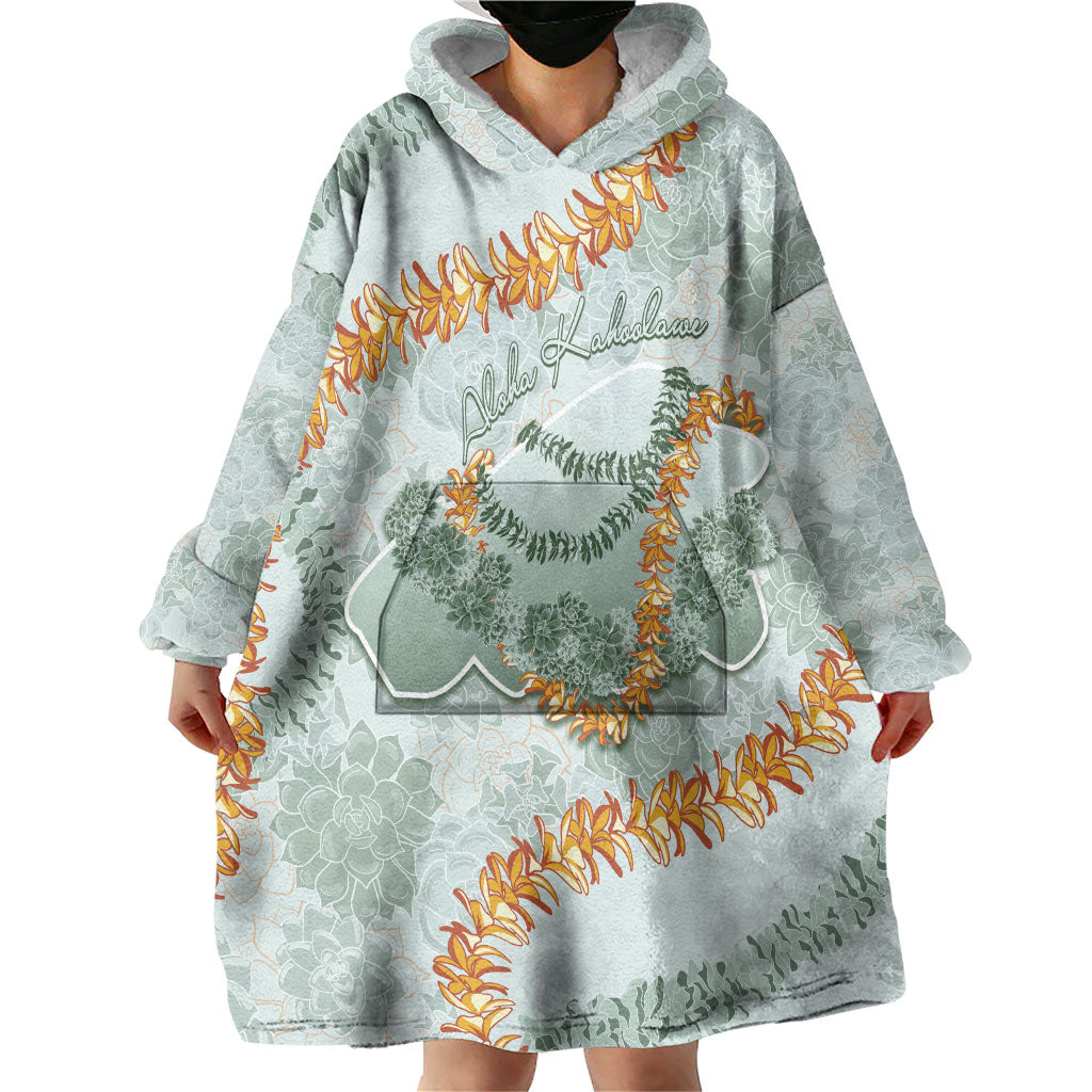 Hawaii Kaho'olawe Island Flowers Lei Wearable Blanket Hoodie Silver Hinahina Kū Kahakai