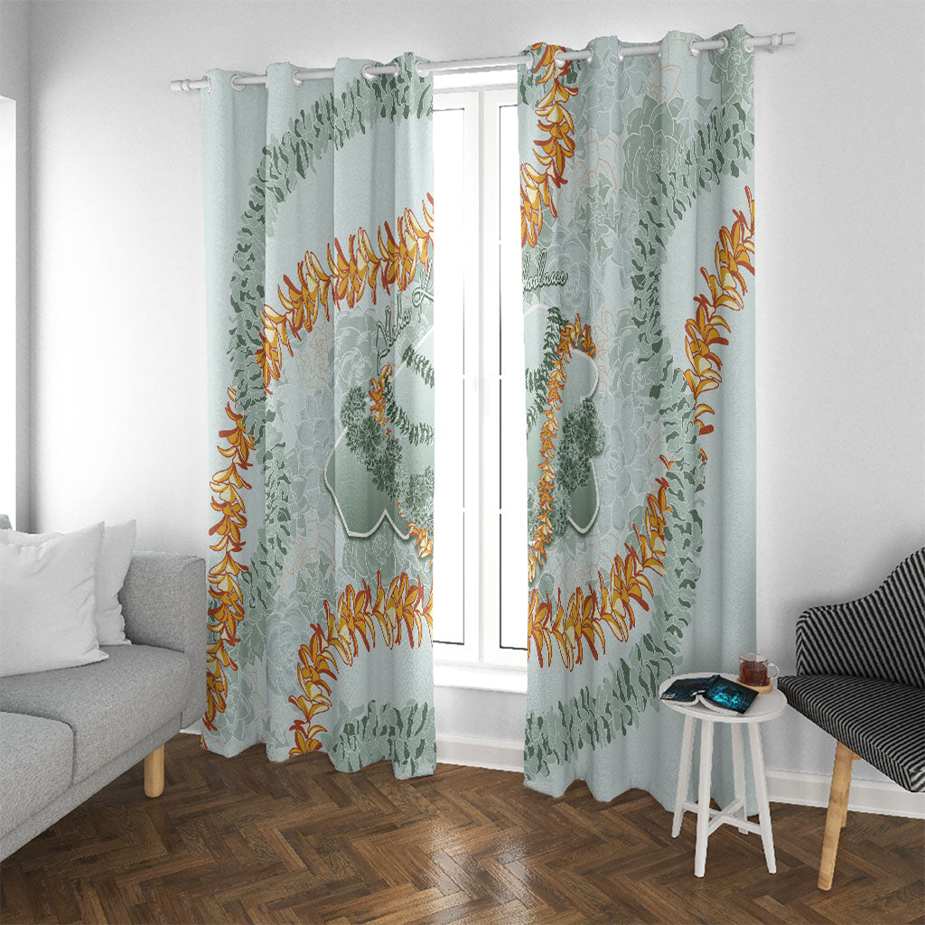 Hawaii Kaho'olawe Island Flowers Lei Window Curtain Silver Hinahina Kū Kahakai