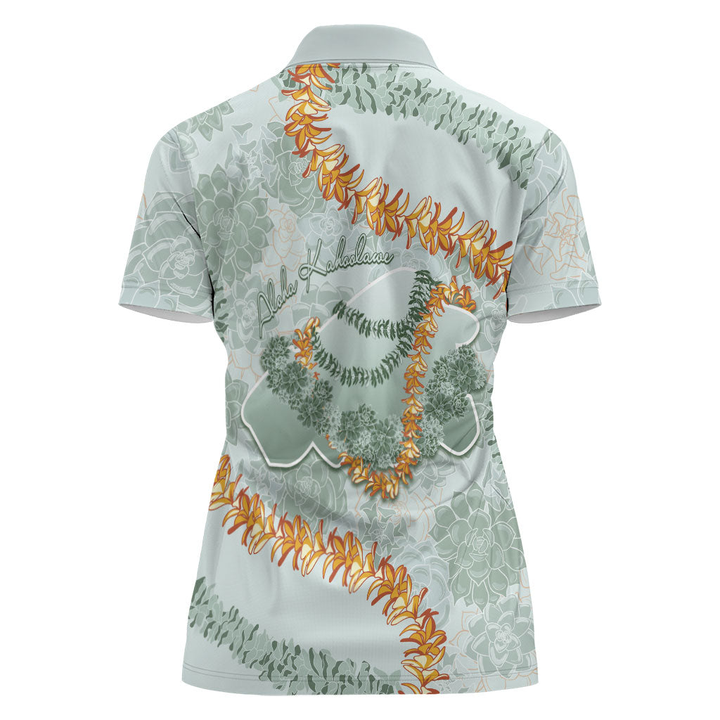 Hawaii Kaho'olawe Island Flowers Lei Women Polo Shirt Silver Hinahina Kū Kahakai