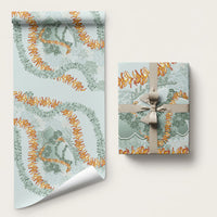 Hawaii Kahoʻolawe Island Flowers Lei Wrapping Paper Silver Hinahina Kū Kahakai