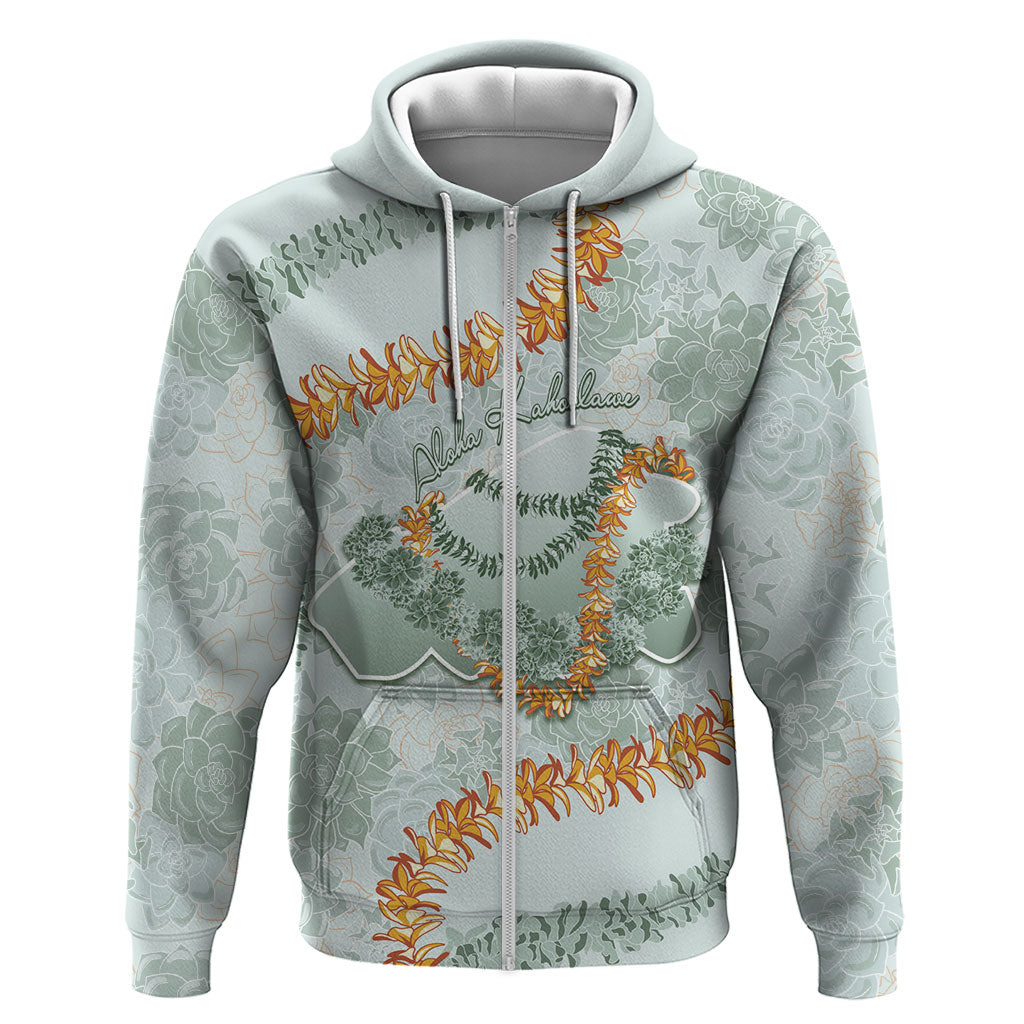 Hawaii Kaho'olawe Island Flowers Lei Zip Hoodie Silver Hinahina Kū Kahakai LT7 Zip Hoodie Silver - Polynesian Pride