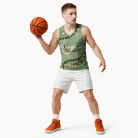 Hawaii Molokai Island Flowers Lei Basketball Jersey Kukui Nut Mossy Green