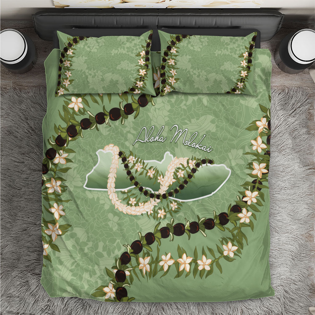 Hawaii Molokai Island Flowers Lei Bedding Set Kukui Nut Mossy Green LT7 Moss Green - Polynesian Pride